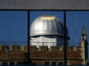 Observatory dome reflecting in window